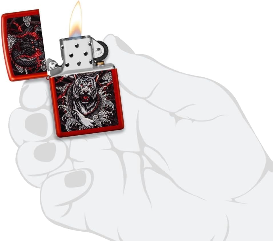 Zippo Lighter - Personalized Custom Message Engrave Dragon Tiger Design 48933
