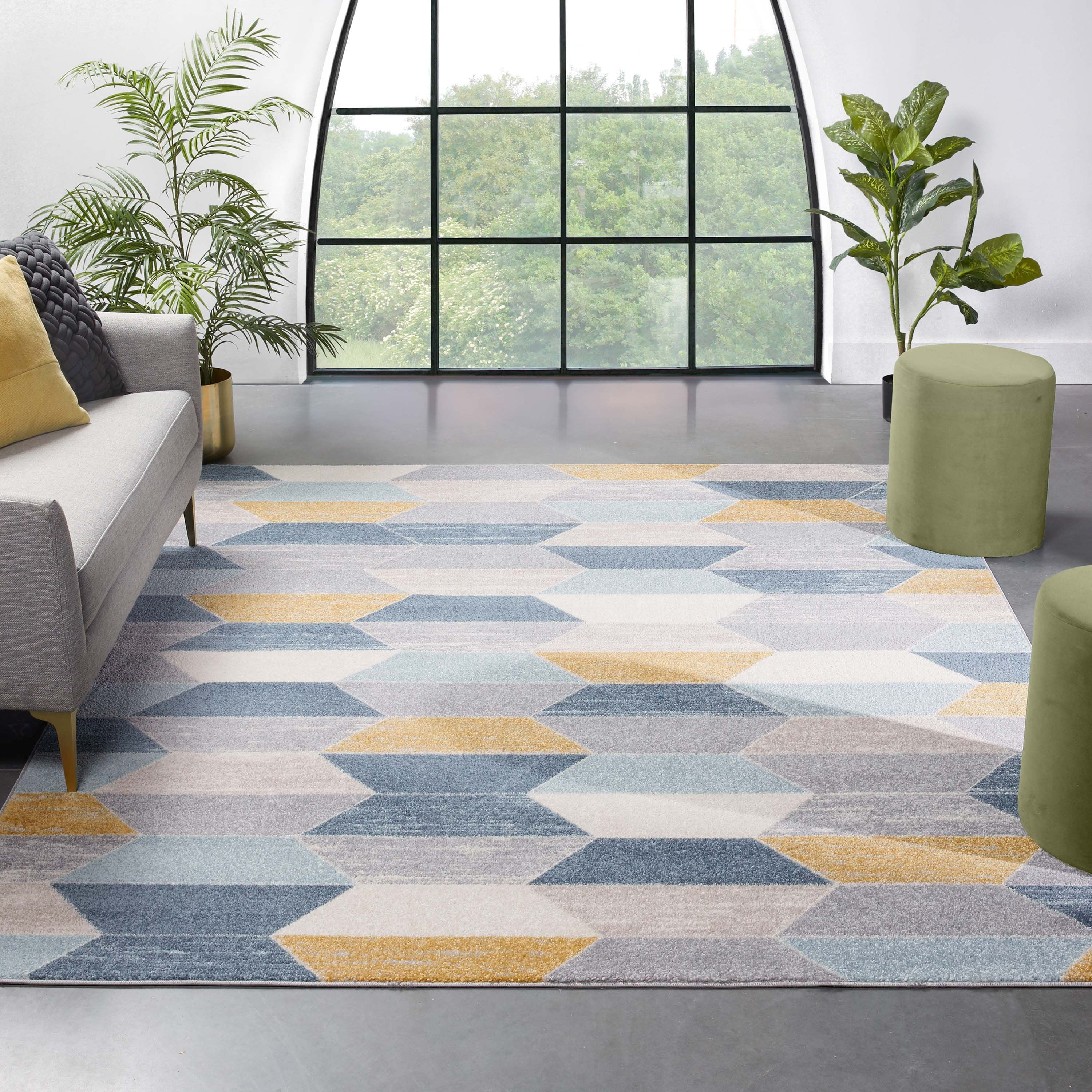 Stunning Ochre Abstract Rugs Distressed Look Mat UK Buy Online Area Rug Budget 