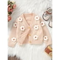 thumbnail image 3 of Yunliwuli Baby Girl Cardigan, Long Sleeve V Neck Button Closure Flower Winter Warm Knit Sweater Infant Clothes, 3 of 10