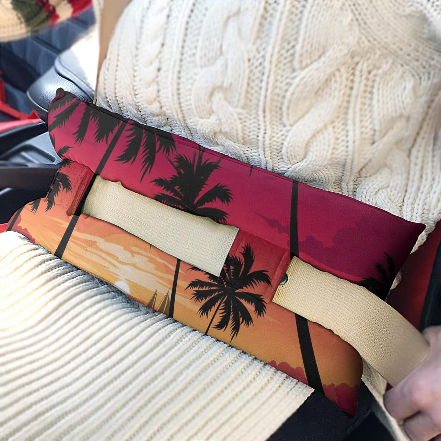 Orange Sunset Mastectomy Pillow - Universal Fit Car Seatbelt Protector for Women