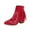 Red, variant on Womens Western Ankle Boots with Embroidery Fringe Chunky Block Heel Fashion Winter Boots Comfortable Suede Lace up Boho Booties Black