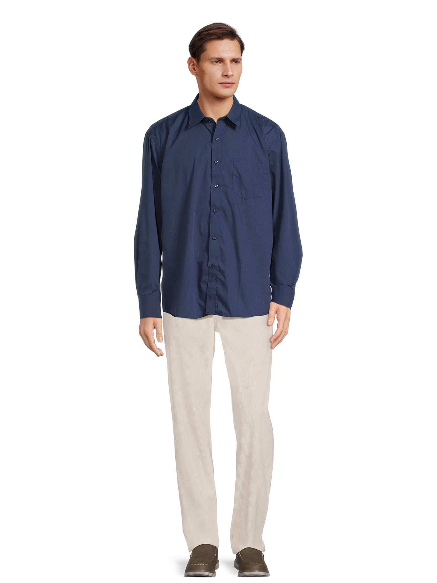 Silver Label Men’s Long Sleeve Dress Shirt with Front Chest Pocket, Sizes S-2X