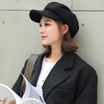 thumbnail image 3 of Visland Women Beret Hat, Fashion British Style Casual Solid Color Soft Cozy Felt Winter Head Warm Wide Brim Newsboy Cap for Outdoor Daily Wear, 3 of 7