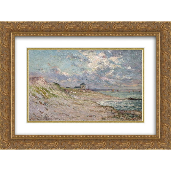 Maxime Maufra 2x Matted 24x20 Gold Ornate Framed Art Print 'Semaphore of the Beg-Meil, Brittany'