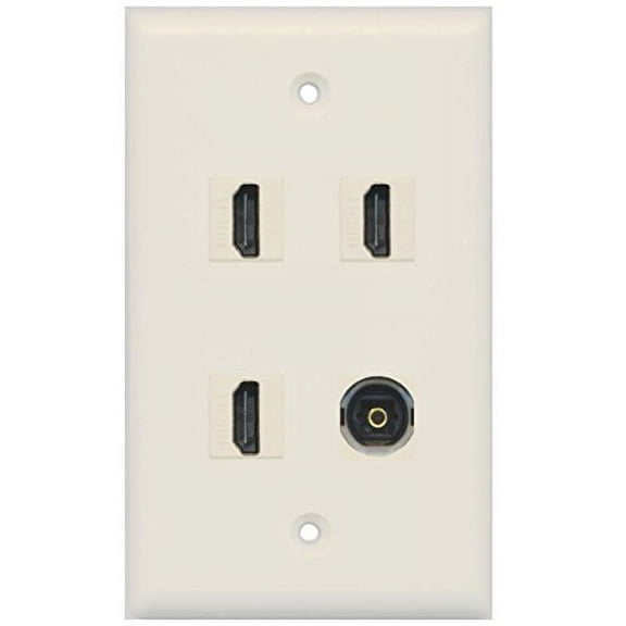 RiteAV - 3 x HDMI and 1 x Toslink Digital Audio Port Wall Plate - Light Almond