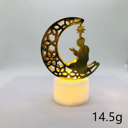 

Home Decor Ramadan Decorations Lantern Lights Plastic Moon Shaped Mubarak Crafts LED Night Light Table Gift Party Festival