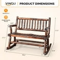 thumbnail image 2 of Ktaxon 33.5" Patio Rocking Chair, Outdoor Wooden 2-Person Rocker, Loveseat Rocking Seating with High Slatted Backrest, for Garden Porch Backyard, Carbonized, 2 of 7