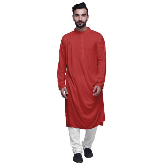 Atasi Rayon Slub Full Sleeve Kurtas Solid Chinese Collar men Kurta