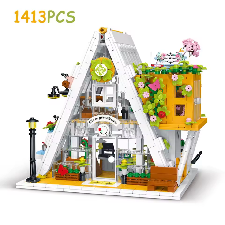 thumbnail image 5 of GZBricker Glass Greenhouse Building Sets Flower House Garden with Light Compatible with Lego Architecture City Street View Display Home Decor for Adults, 5 of 5