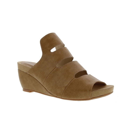 Bellini Womens Whit Faux Leather Peep-Toe Wedge Sandals