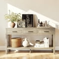thumbnail image 2 of Hassch Console Table with Open Shelf and 3 Storage Drawers, 59.1" Farmhouse Foyer Table, Entryway Sofa Table for Living Room, Gray, 2 of 11