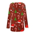 thumbnail image 5 of Hauts pour Femmes Décontractés et Élégants, Imprimé de Noël, Manches Longues, Col Rond, en Solde, 5 of 5