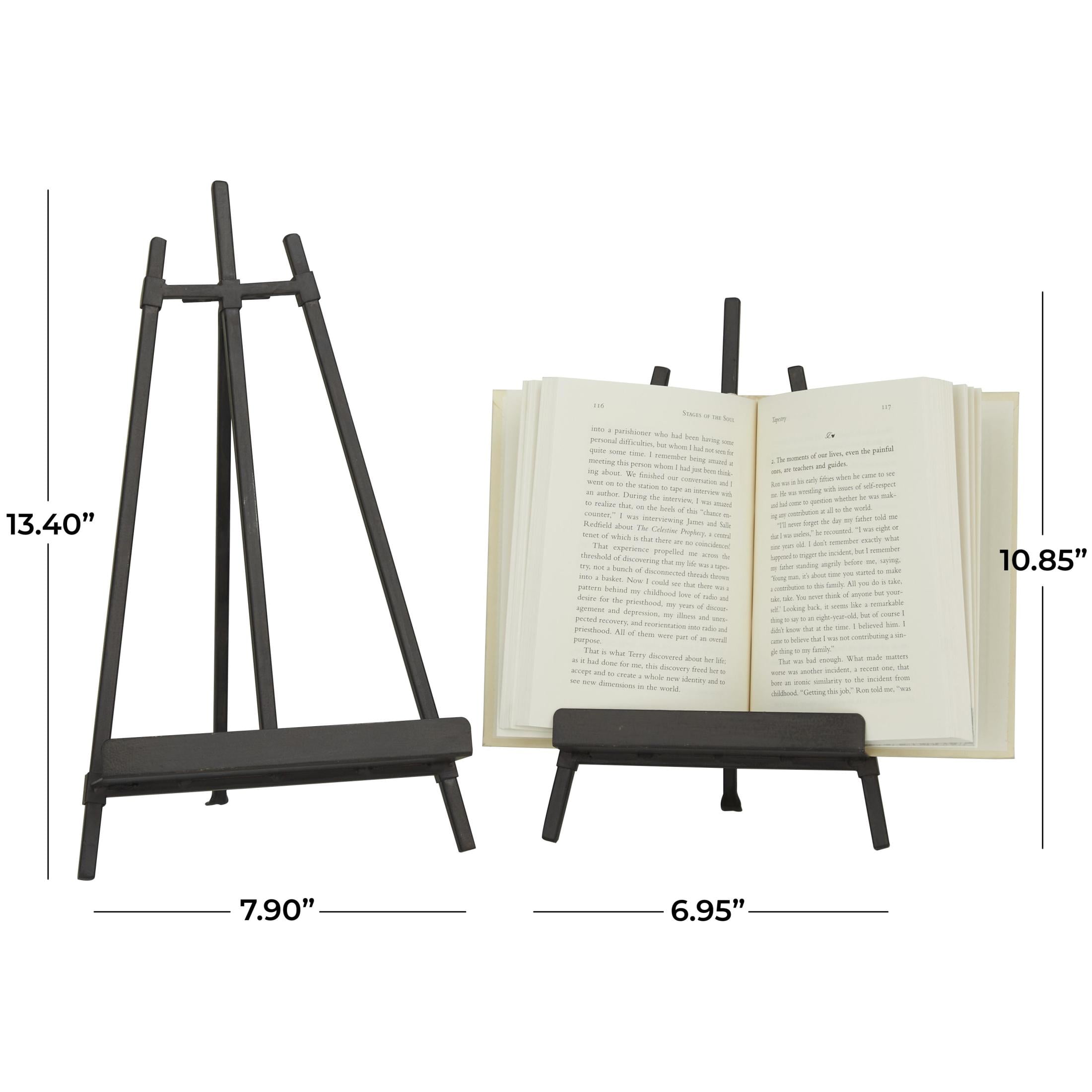 DecMode 13", 11"H Black Metal Tabletop Triangle Easel with Foldable Stand, 2-Pieces