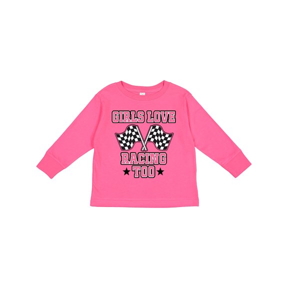 Inktastic Girls Love Racing Rally Flags Girls Long Sleeve Toddler T-Shirt