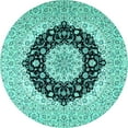 thumbnail image 1 of Ahgly Company Indoor Round Medallion Turquoise Blue Traditional Area Rugs, 8' Round, 1 of 4