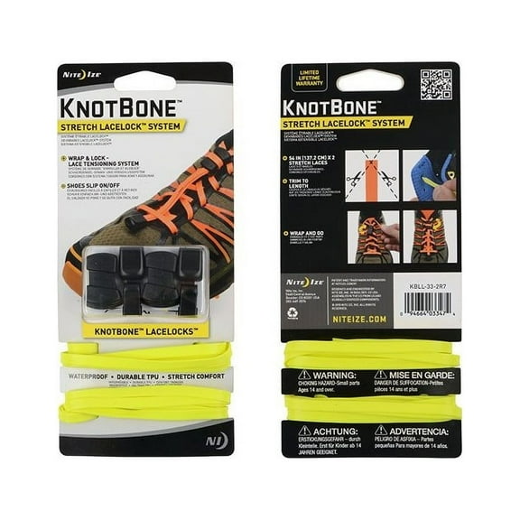 Nite Ize KnotBone Stretch LaceLock System Neon Yellow Lightweight Shoelaces