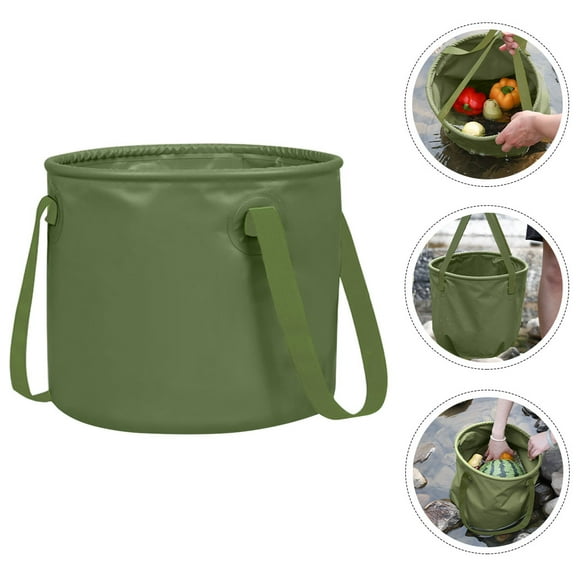 WRISTBIQUE Foldable Multi-Purpose Camping Bucket in Green for Fishing, Beach, Washing, Outdoor and Travel Use
