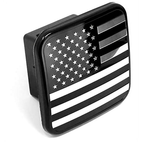 eVerHITCH USA Metal Flag Hitch Cover (Fits 2" Receivers, Black Chrome)