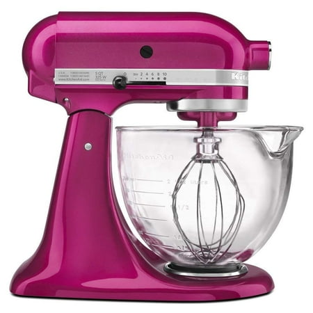 - KitchenAid 5-Quart Stand Mixer Glass Bowl Raspberry Ice