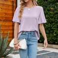 thumbnail image 6 of Vmvidoty Womens Summer Ruffle Short Sleeve Dressy Casual Blouses Mock Neck Tops Work Shirts Purple S, 6 of 7