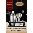 thumbnail image 2 of KITESSENSU 6-Piece Bar Set Cocktail Shaker Set - Mixology Bartender Kit with Stand - Silver Bar Kit for Drink Mixing - Bar Tools: Martini Shaker, Jigger, Strainer, Bar Spoon, Tongs, Opener, 2 of 6