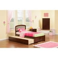 thumbnail image 3 of Leo & Lacey Twin Wood Platform Bed with Footboard and Twin Trundle in Walnut, 3 of 4