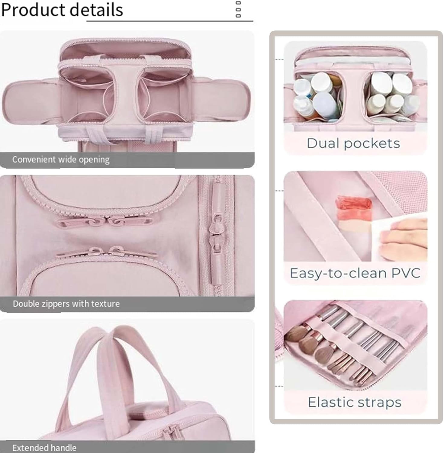 4-In-1 Travel Organizer, Lightweight Large Wide-Open Travel Bags for Women, Large Capacity Waterproof with Handle Makeup Bags