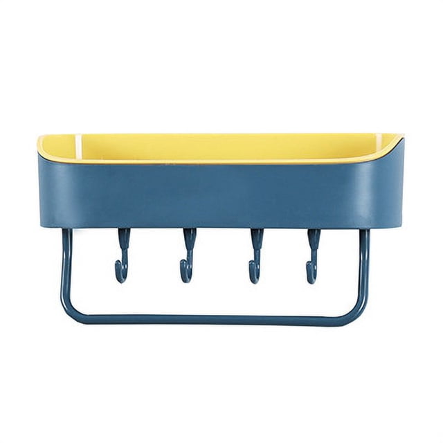 Self Adhesive Shower Shelf Rectangular Bathroom Shelf Adhesive Shower Caddy No Drilling Shower Shelf for Soap Towel Shower Gel Shampoo (27 * 10.5 * 6.5cm) Green and Yellow