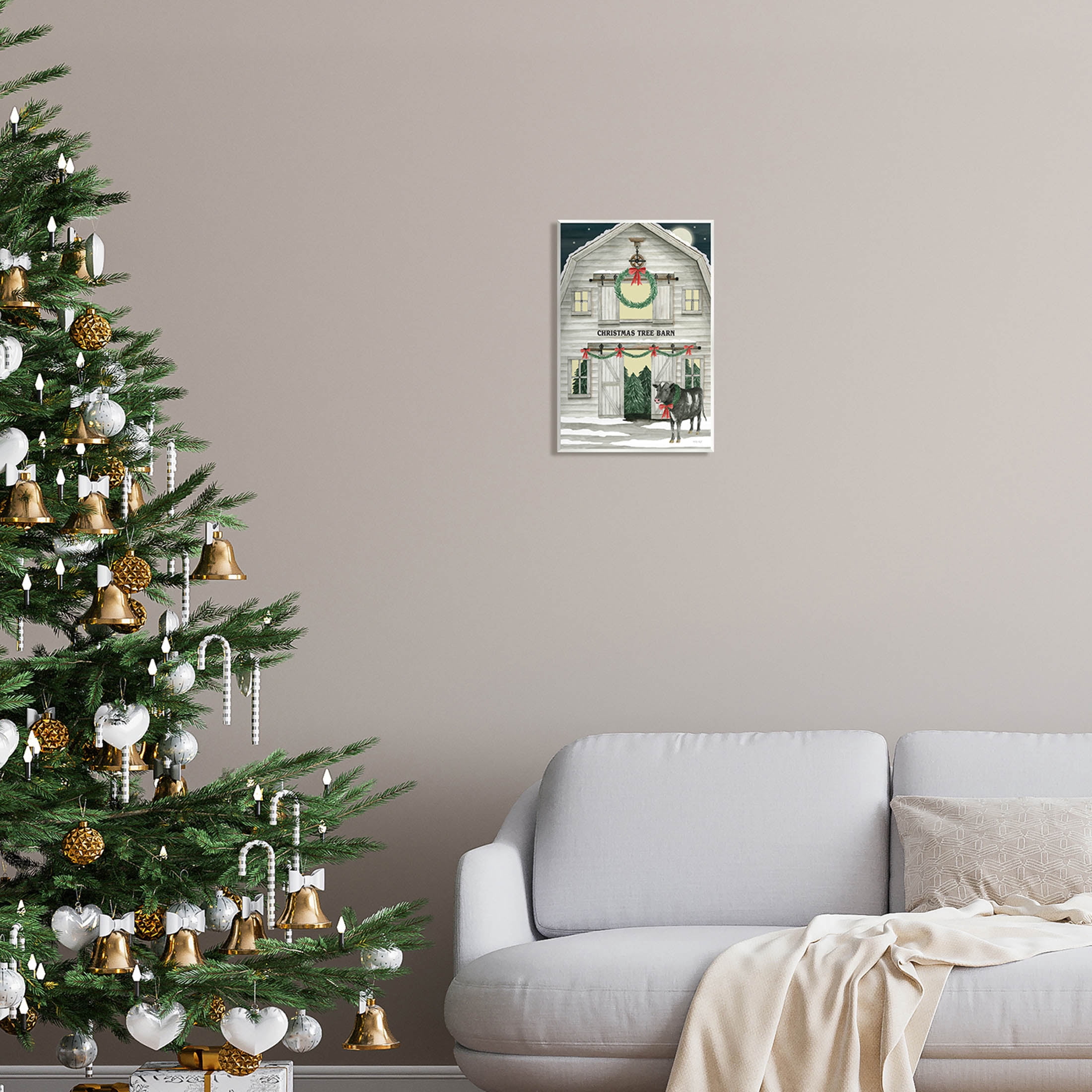 Christmas Tree Barn Rural Countryside Holiday Graphic Art Unframed Art Print Wall Art