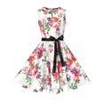 thumbnail image 2 of Allegra K Vestido Sin Mangas Floral Vintage Ojo De Cerradura Y Cinturón Para Mujer Blanco XL Unique Bargains ajustado, 2 of 6