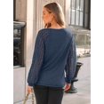 thumbnail image 4 of FUNING Womens Long Sleeve Shirts V-Neck Lace Tops Business Casual Blouses Tee Trendy 2025 Fall Fashion Outfits Clothes, 4 of 6