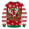 thumbnail image 3 of Suéter Navideño Con Estampado De Astas En 3d, Novedoso Y Feo, 3 of 8