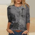 thumbnail image 1 of Économies jusqu'à 30 % de Rabais DYTTDG T-shirt pour Femme Grande Taille Manches 3/4 Hauts pour Femmes Chemise Imprimée Col Rond Blouse Décontractée Ample Hauts pour Femmes, 1 of 1