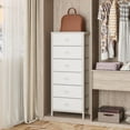 thumbnail image 6 of Furologee Fabric White Dresser, Vertical Storage Tower Organizer with 6 Drawers for Bedroom, Living Room, Stable Nightstand Bedside Table, 6 of 12