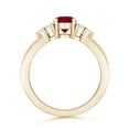 thumbnail image 2 of ANGARA Natural Round Ruby Solitaire Ring With Trio Diamonds in 14K Yellow Gold for Women (Size-5mm) | July Birthstone, Birthday, Anniversary, Jewelry Gift for Women | Natural Ruby Ring, 2 of 7