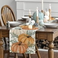 thumbnail image 3 of Pumpkins Eucalyptus Leaves Fall Table Runner, Autumn Thanksgiving Kitchen Dining Table Decoration for Home Party Decor 13x72 Inch, 3 of 6