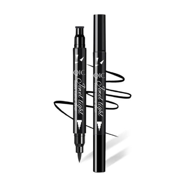 Delineador de ojos con sello doble punta, resistente al agua y al sudor, sin manchas, tamaño pequeño, fácil de aplicar.