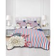 thumbnail image 2 of Twin XL Quilt Bedding Set, Independence Day Reversible Summer Quilt 3 Pieces, White Blue Flowers Farm Stripes Retro Rustic Lightweight Bedspreads Coverlets with 2 Pillow Shams for All Seasons, 2 of 5