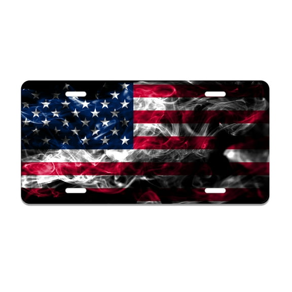 Smoaffly American Flag License Plate Decorative Car Front, Metal Car Plate, License Plate, Vanity Tag, Aluminum Novelty License Plate for Men/Women/Boy/Girls Car 6×12 Inch
