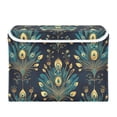 thumbnail image 7 of Yayeee Collapsible Cube Storage Bin with Lid Fabric Closet Decorative Basket with Handles, Gold Peacock Pattern, 7 of 7