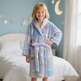 thumbnail image 2 of CUZIBR Girls Christmas Party Outfits Winter Thickened Fuzzy Thermal Soft Bathrobe Plaid Long Sleeve Cute Robe Home Dailywear Sleeping Clothing Suit,Light Gray,4-5 Years, 2 of 4