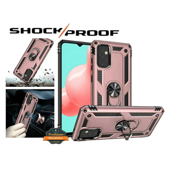 for Samsung Galaxy S21 FE /Fan Edition Hybrid Durable 360 Degree Rotatable Ring Stand Holder Kickstand Fit Magnetic Car Mount Cover ,Xpm Phone Case [Rose Gold]