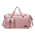 thumbnail image 2 of Large Capacity Sports Duffel Bag for Women, Pink, Water-resistant Nylon, Multiple Pockets, for Gym Training, Travel, and Weekend Getaways, by FAJHHA, 2 of 8