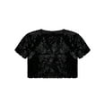 thumbnail image 4 of iEFiEL Kids Girls Sparkly Sequins Bolero Cropped Glitters Shrug Cardigan for Wedding Birthday Party Dress Black 14, 4 of 5