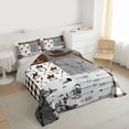 thumbnail image 3 of Homewish Vintage Cowgirl Hat Full Size Comforter Sets, Grey Brown Patchwork Bedding Comforter Set, Rustic Farmhouse Reversible Bedding Sets, Super Cozy Room Decor, 3 Pieces, 3 of 8