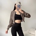 thumbnail image 4 of Abrigo superior Chaqueta corta con doble cremallera para mujer Ropa deportiva informal para yoga Abrigo superior, 4 of 5