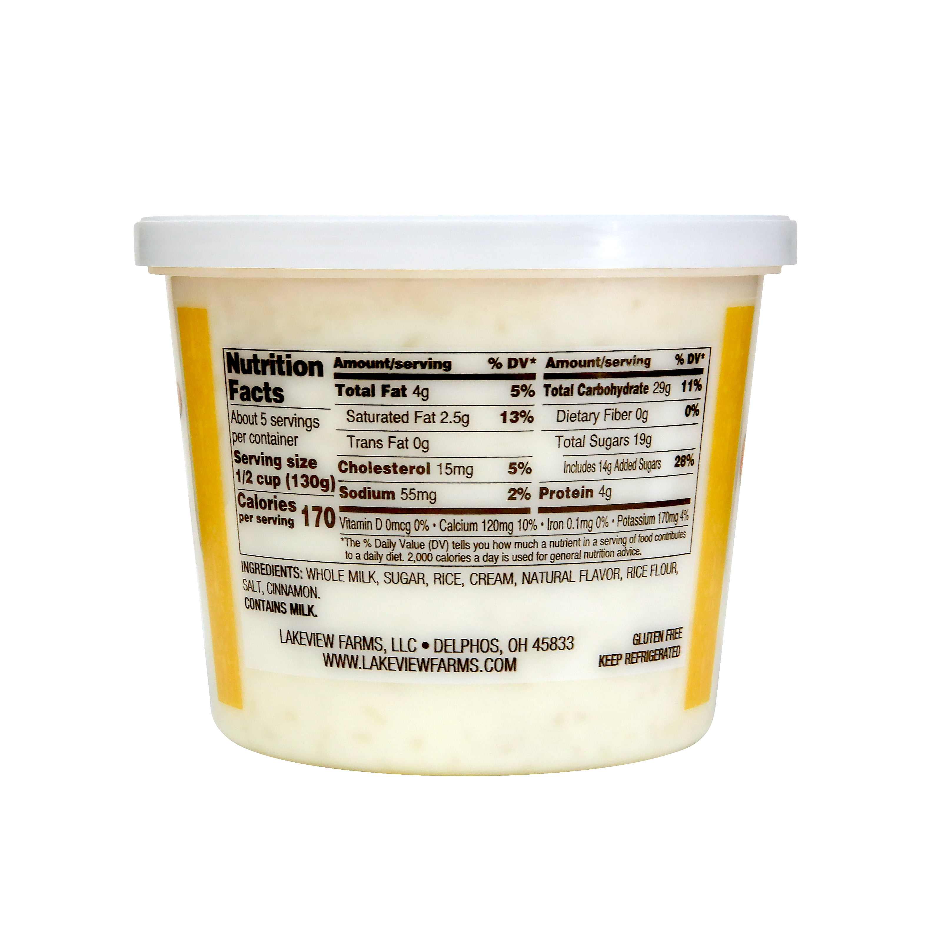 Senor Rico Rice Pudding, 22 oz Plastic Tub, Refrigerated, 1/2 Cup Serving, Gluten-Free