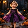 thumbnail image 2 of Glisme Halloween Dress For Girls Crewneck Sleeveless Dresses Hallowmas Cartoon Prints Sweet Toddler Playsuit 2-3 Years Red, 2 of 7