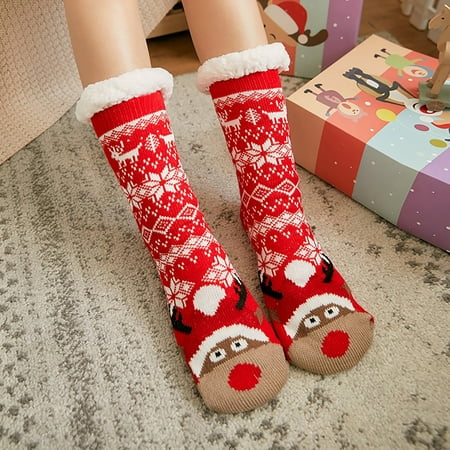 

Leylayray Christmas Women Cotton Socks Print Thicker Floor Socks Carpet Socks(Buy 2 Get 1 Free)
