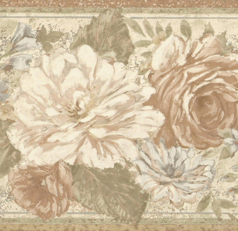 879107 Muted Contemporary Floral Wallpaper Border 62b03918 - Walmart.com